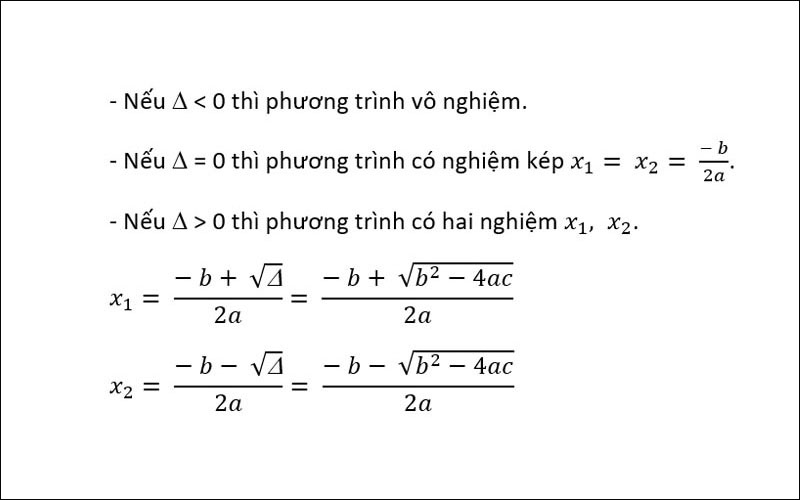 Công thức nghiệm của phương trình bậc hai một ẩn